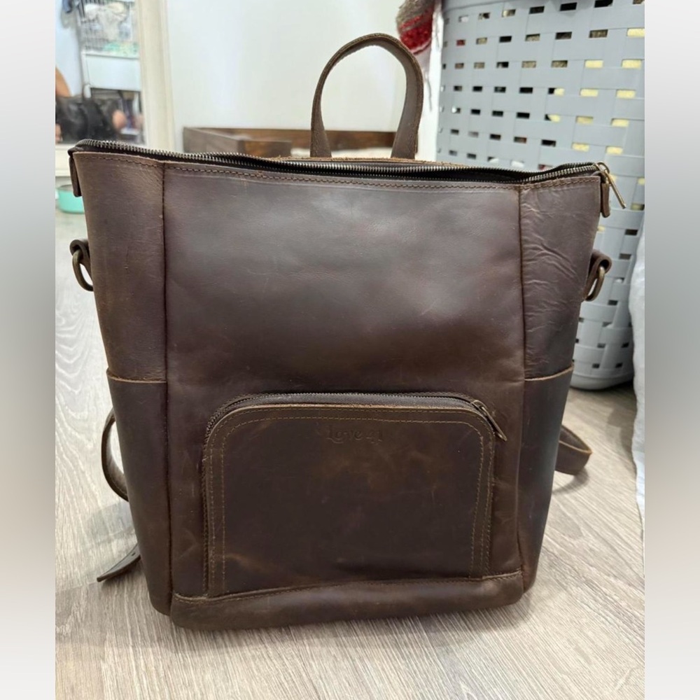 Leather backpack